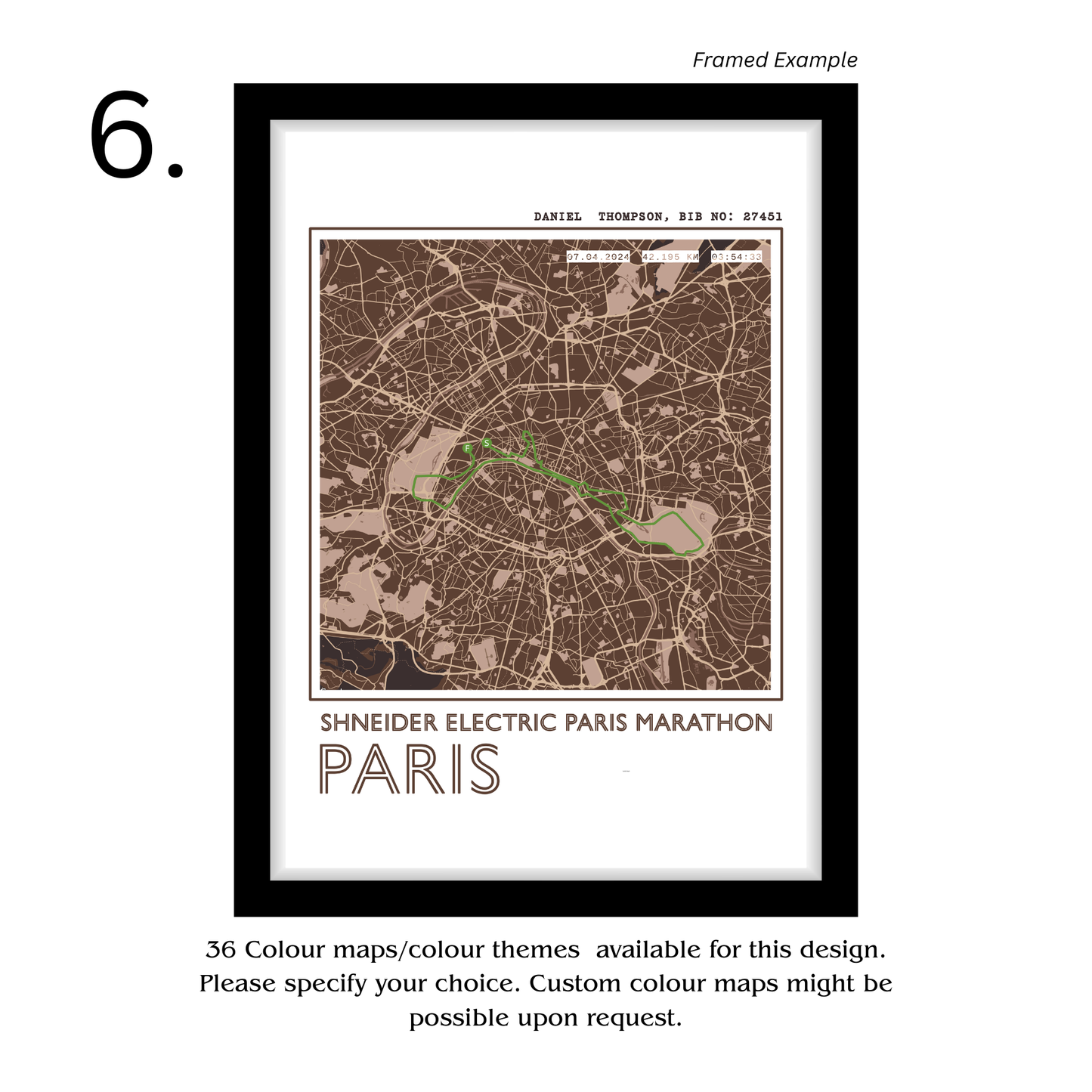 Framed Personalised Marathon Race Poster - Aesthetic Home Decor