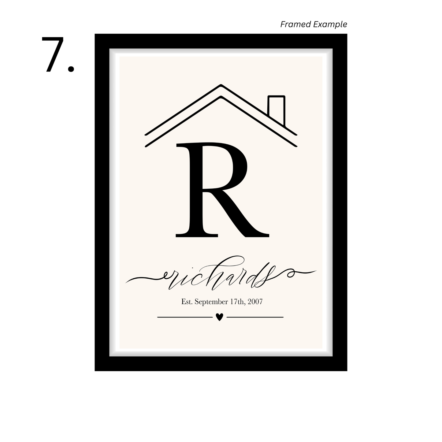 Framed Personalised Family Name & Initials Print - Home Decor (duplicated 4)