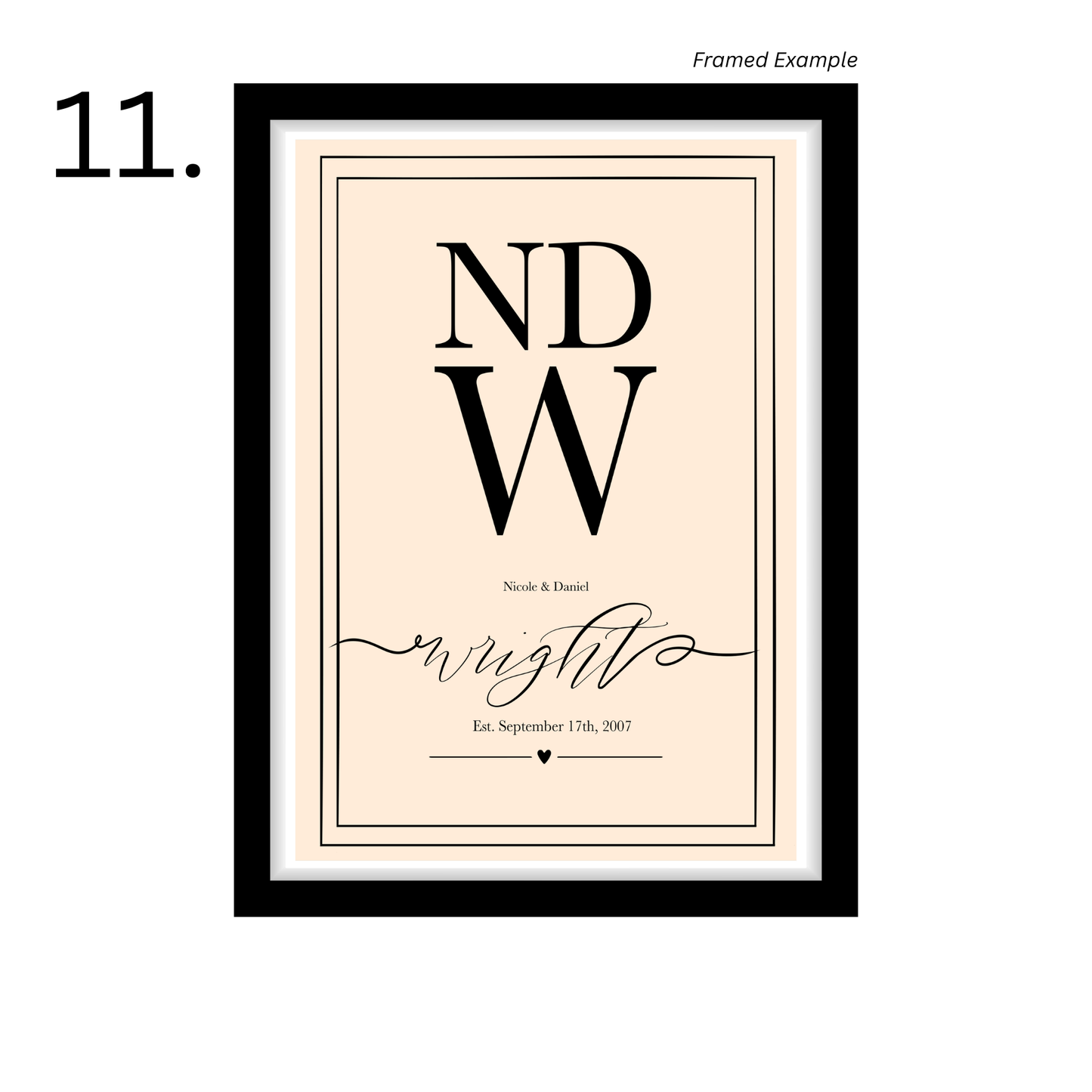 Framed Personalised Family Name & Initials Print - Home Decor (duplicated 4)