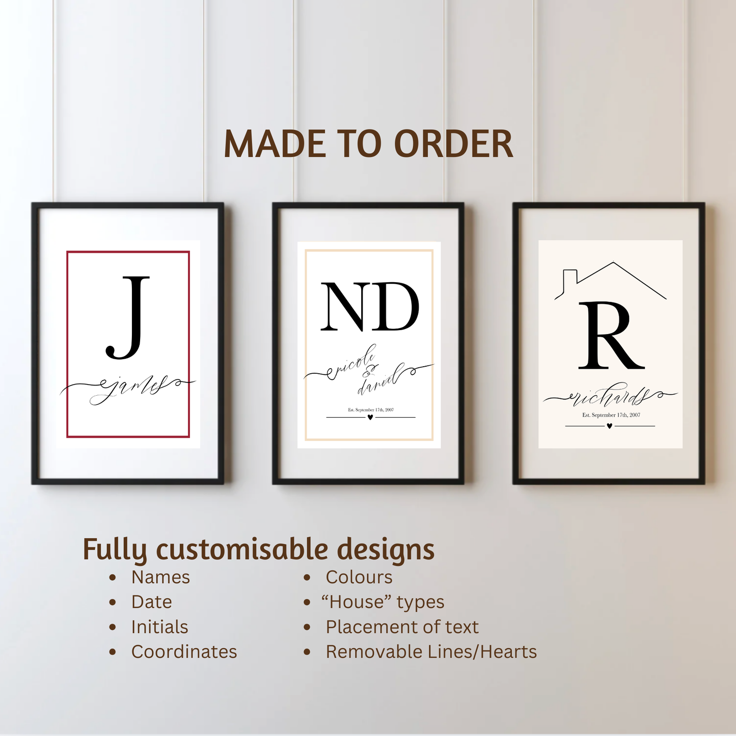 Framed Personalised Family Name & Initials Print - Home Decor (duplicated 4)