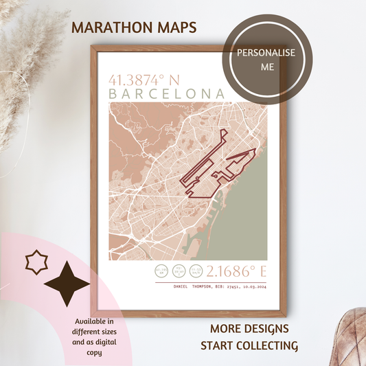 Framed Personalised Marathon Race Poster - Aesthetic Home Decor