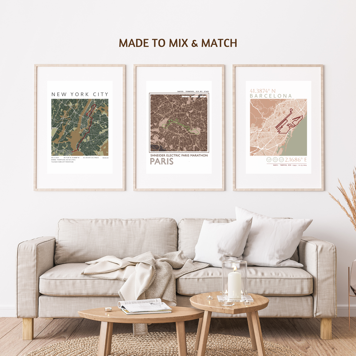 Framed Personalised Marathon Race Poster - Aesthetic Home Decor