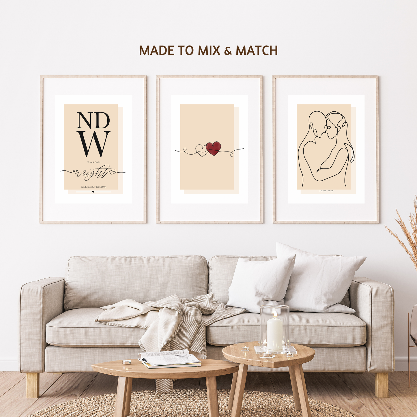 Framed Personalised Family Name & Initials Print - Home Decor (duplicated 4)