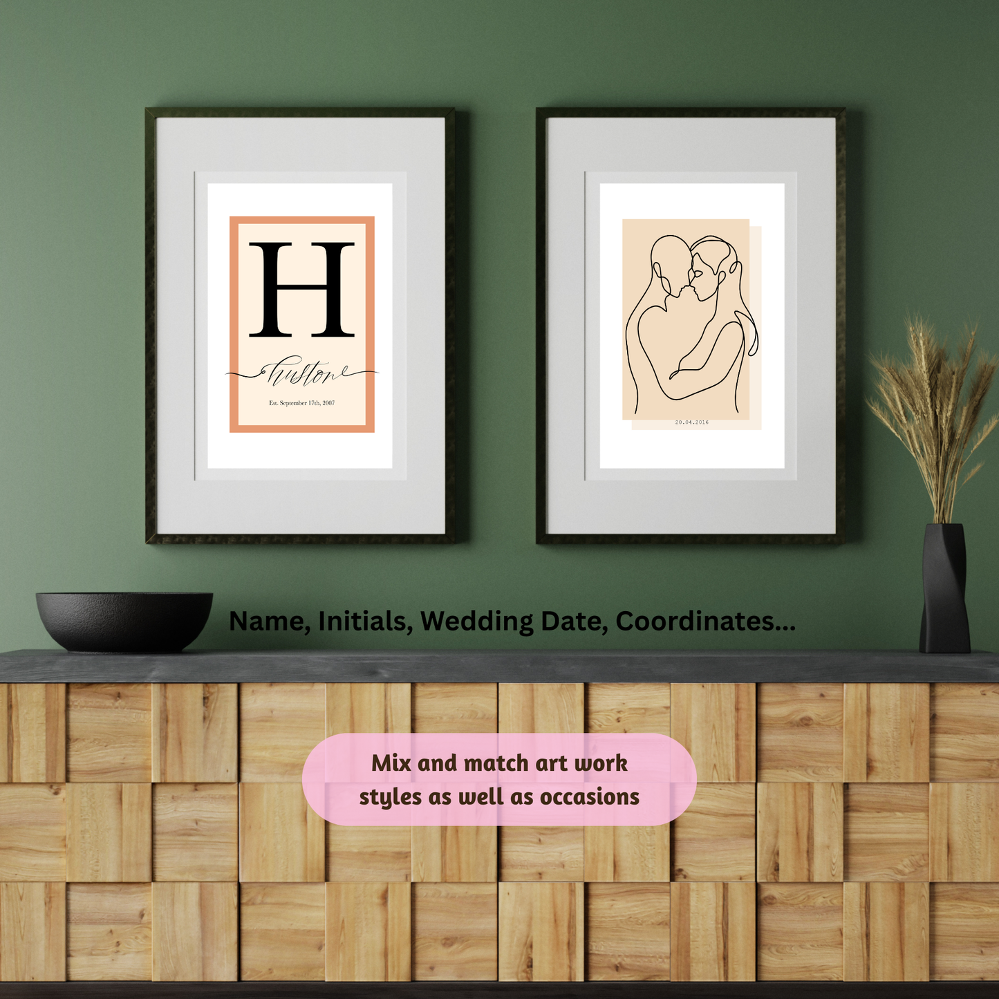 Framed Personalised Family Name & Initials Print - Home Decor (duplicated 4)