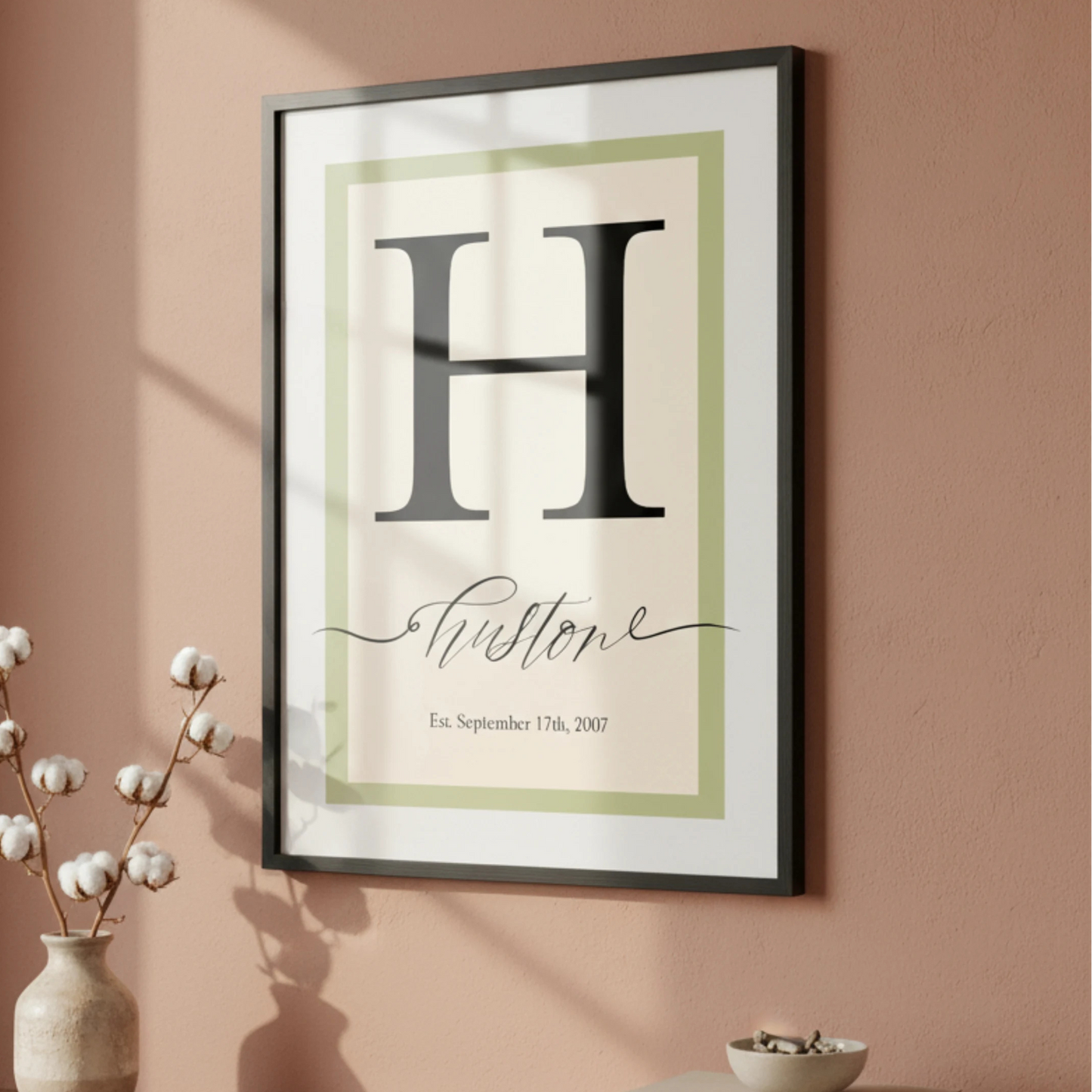 Framed Personalised Family Name & Initials Print - Home Decor (duplicated)
