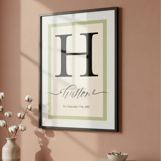 Framed Personalised Family Name & Initials Print - Home Decor (duplicated)