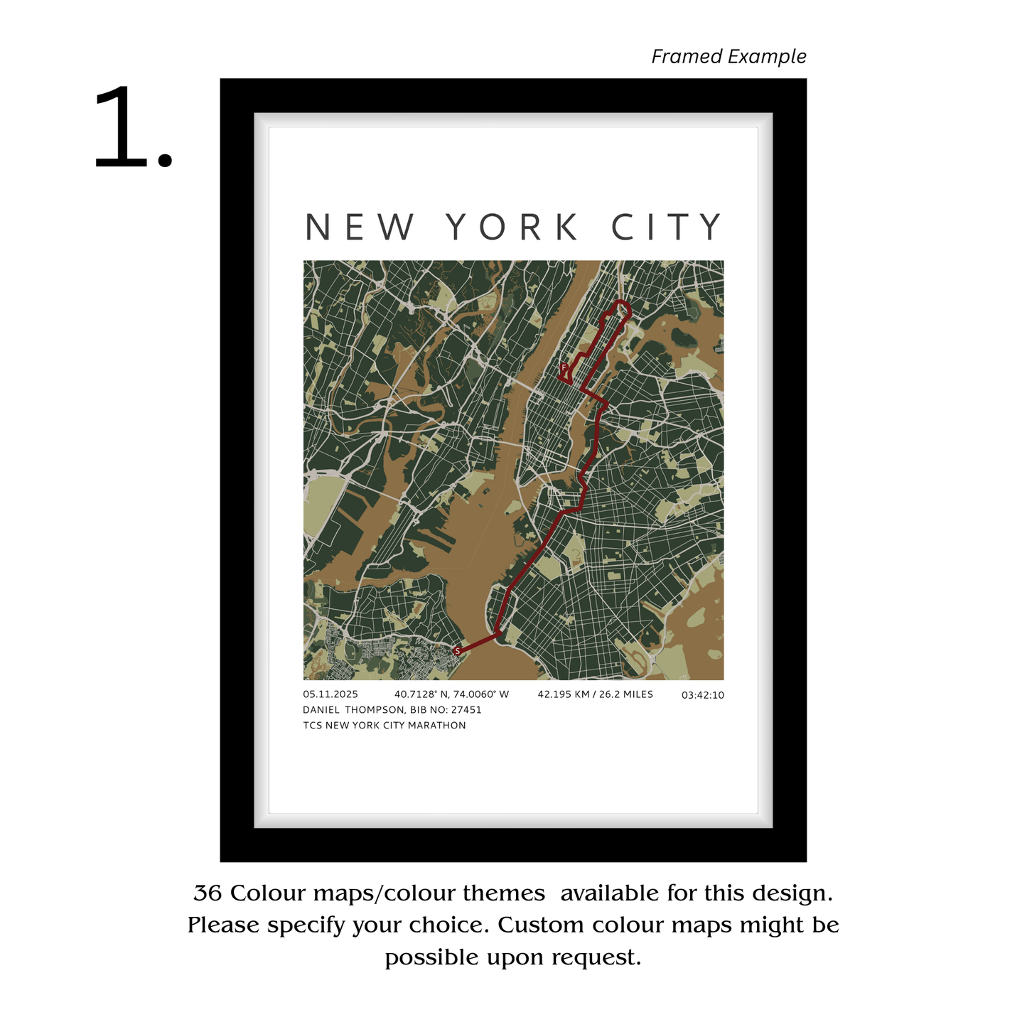 Framed Personalised Marathon Race Poster - Aesthetic Home Decor