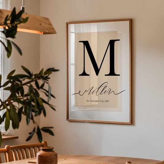 Framed Personalised Family Name & Initials Print - Home Decor (duplicated 2)