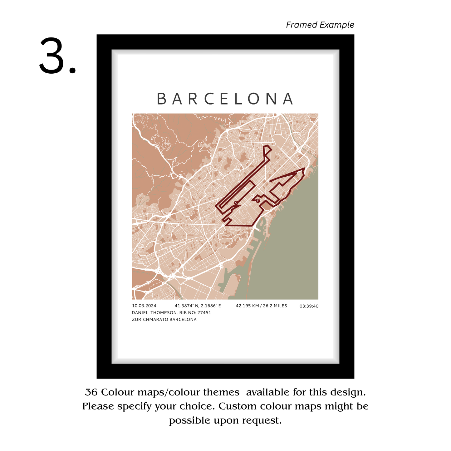 Framed Personalised Marathon Race Poster - Aesthetic Home Decor