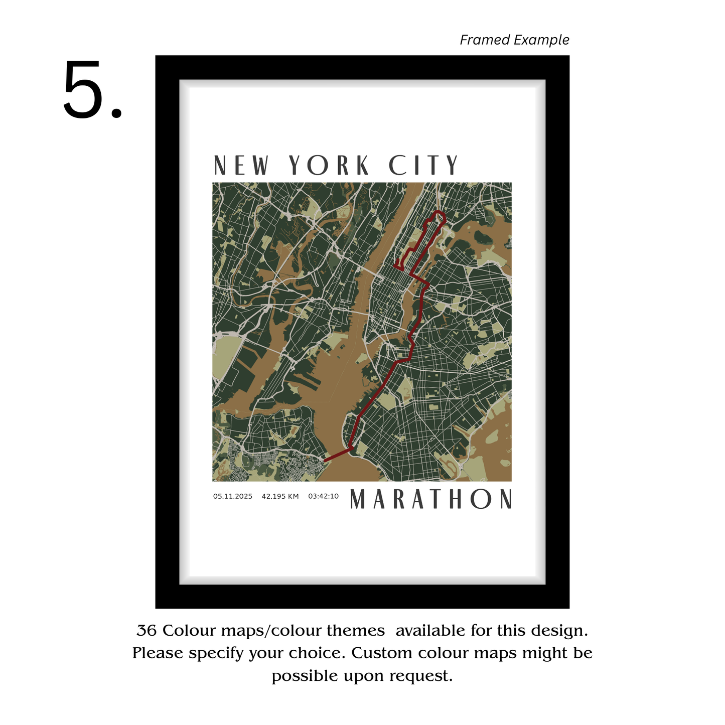 Framed Personalised Marathon Race Poster - Aesthetic Home Decor
